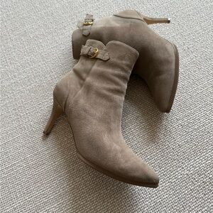 Cole Haan Taupe Suede Heeled Boots